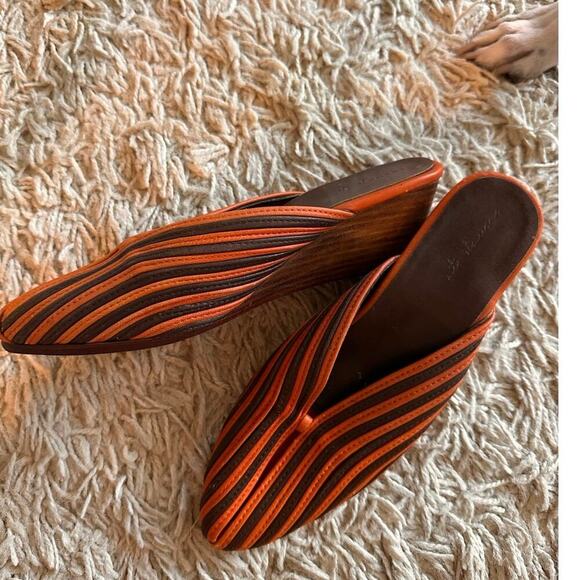 Leather Striped Mules Size 39 - Picture 2 of 7